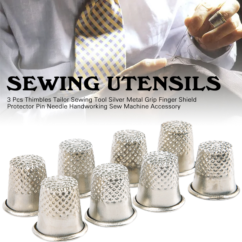 Sewing Pin Cushion - 3Pcs Thimble Metal Sewing Thimbles Hand-working