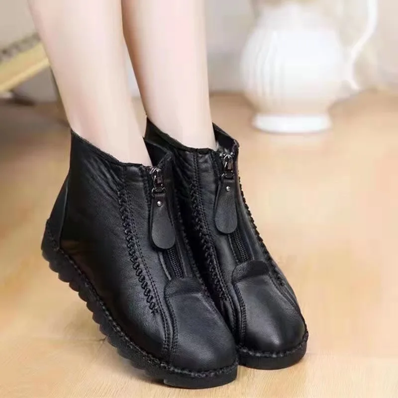 Winter Women Ankle Boots Fashi - Sewing Front Zipper review and price