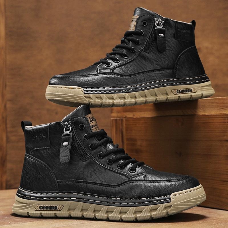 Men Leather High Top Ankle Boo - Sewing Garment review and price