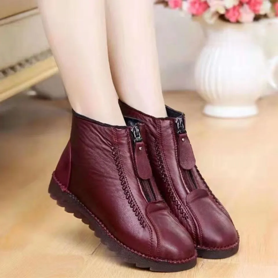 Winter Women Ankle Boots Fashi - Sewing Front Zipper review and price