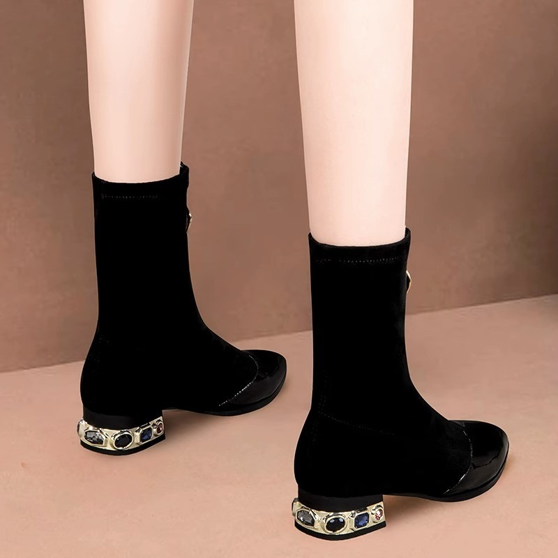 Women Shiny Sequin Ankle Boots - Sewing Front Zipper review and price