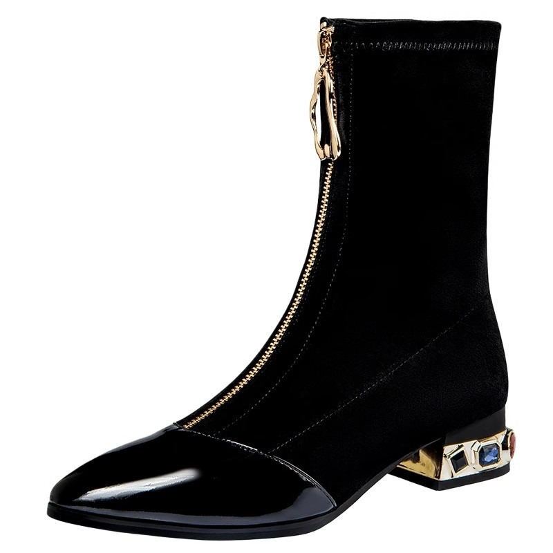 Women Shiny Sequin Ankle Boots - Sewing Front Zipper review and price