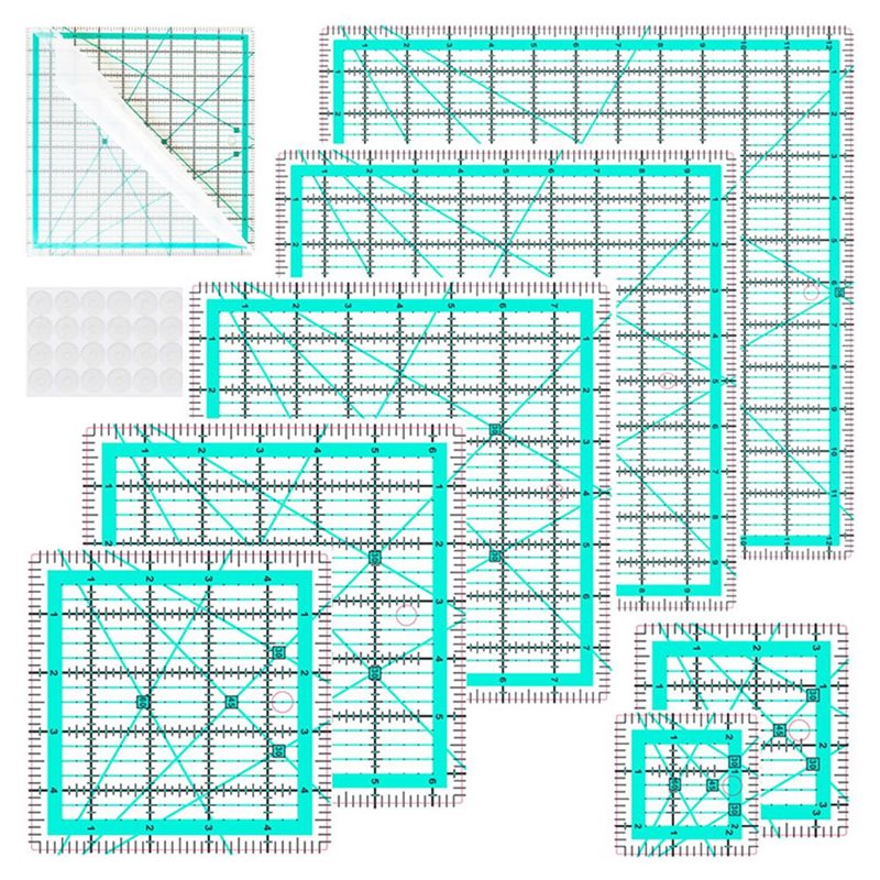 A25F-Blue 7-Piece Collar Ruler - Quilting Ruler Square review and price