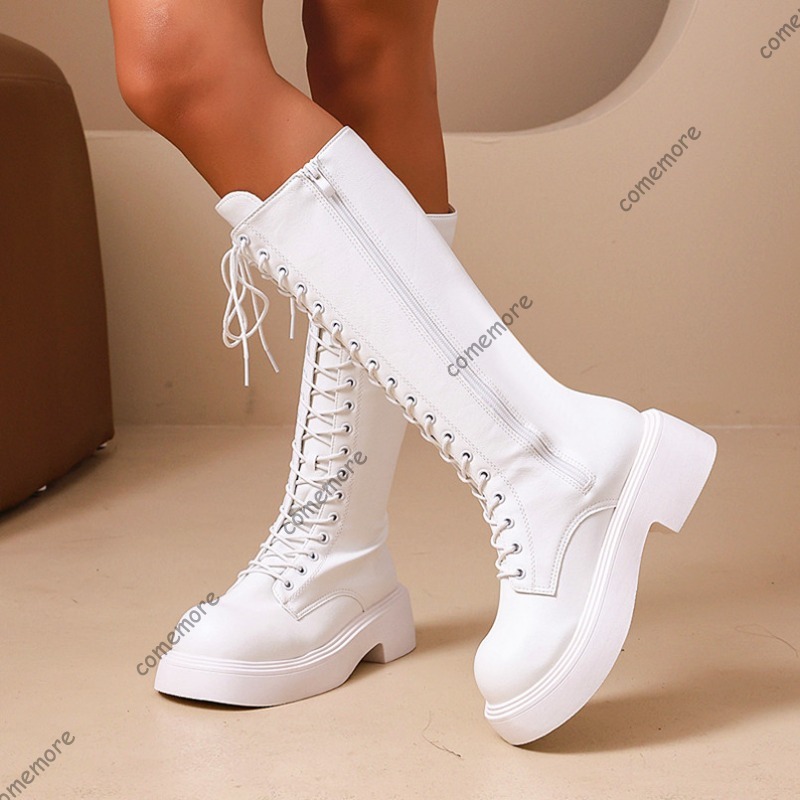 Women Vintage Knee High Platfo - Sewing Front Zipper review and price